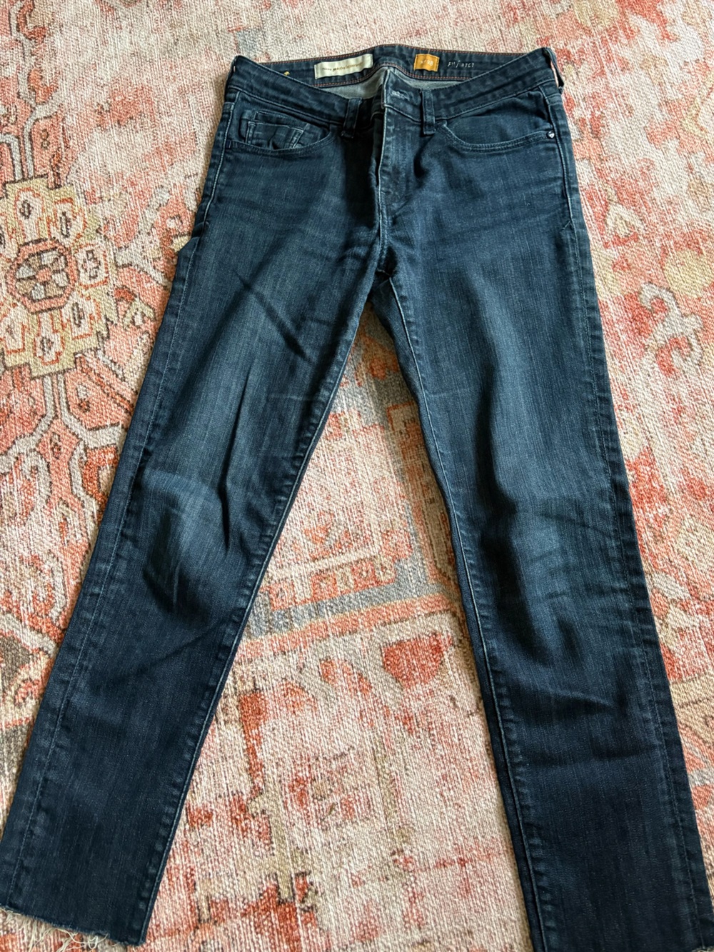 Pilcro Indigo Blue Stet fit Jeans with Orange Stitching